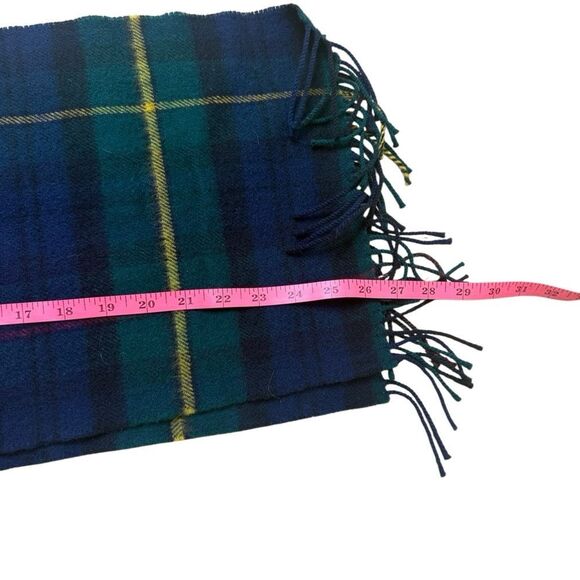 Lochcarron Lambs Wool Blue Plaid Tartan Tassel Scarf made in Scotland - Picture 2 of 4